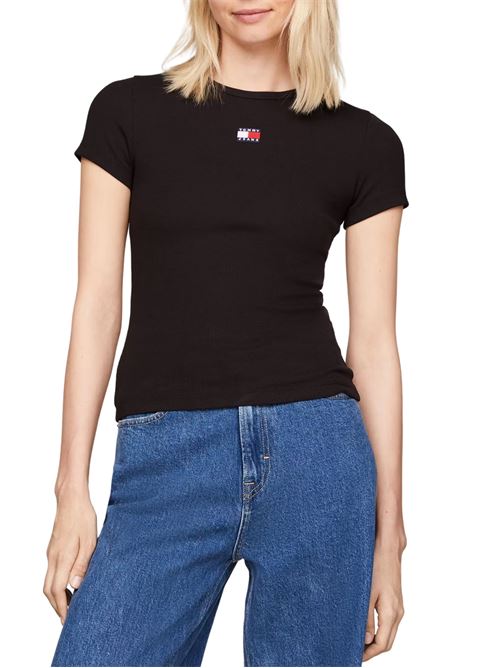 T-shirt donna nera in cotone Tommy Jeans | DW0DW17881BDS